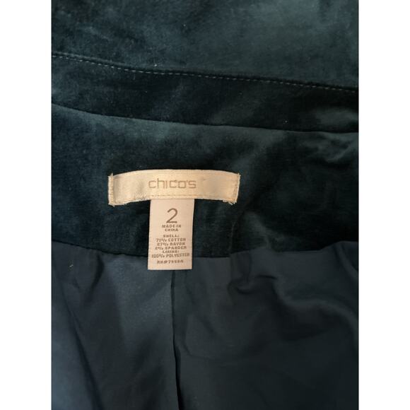 Chicos Women’s Velvet Moto Jacket Jewel Tone Teal Size Large (2) Dark Boho Edgy - Picture 8 of 9